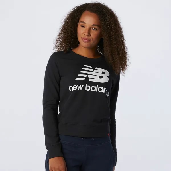 Толстовка New Balance Essentials Crew Fleece, черный