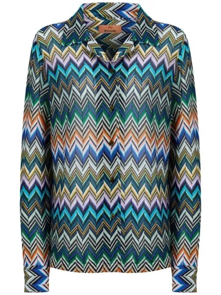 Missoni рубашка с зигзагообразной застежкой на пуговицы, зеленый