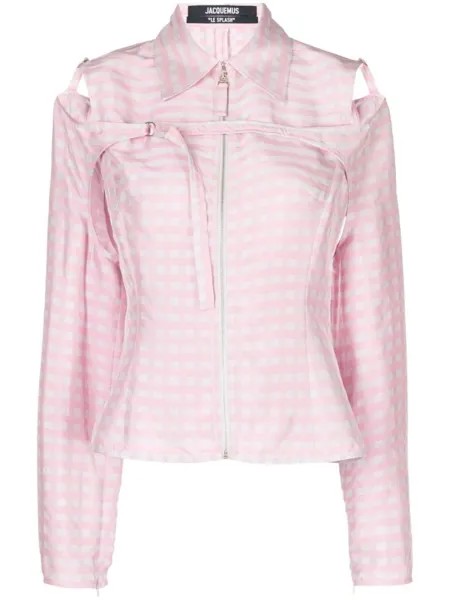 Jacquemus клетчатая рубашка с длинными рукавами, розовый