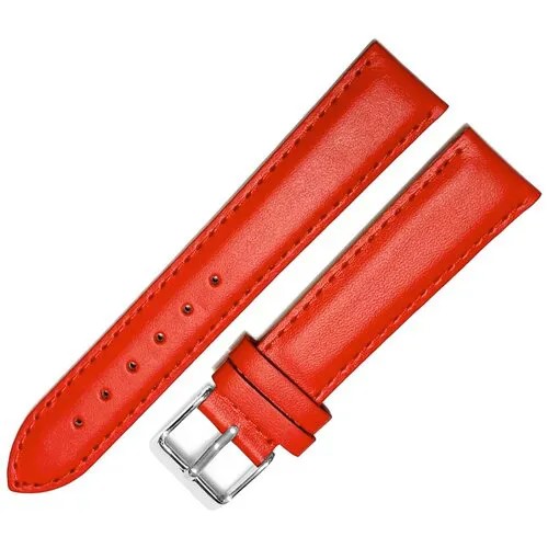 Ремешок 1807-01-1-6 Classic Красный кожаный ремень 18 мм для часов наручных из кожи натуральной женский гладкий матовый