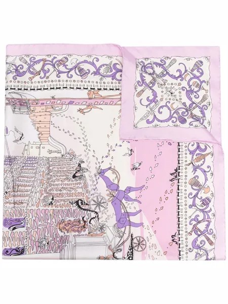 Salvatore Ferragamo шелковый платок Palazzo с графичным принтом
