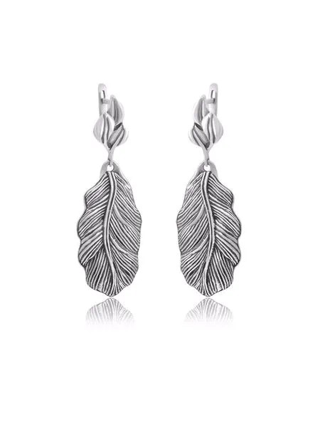 Серьги женские из серебра TOP CRYSTAL Перо