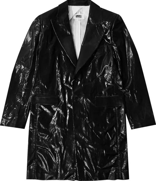Пальто MM6 Maison Margiela Leather Look Coat 'Black', черный