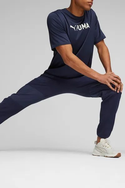 Тренировочные брюки FIT Hybrid с флисовыми деталями Puma, синий