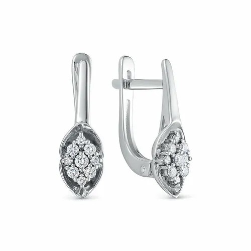 Серьги Vesna jewelry, белое золото, 585 проба, родирование, бриллиант, бесцветный