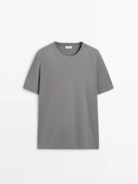 Хлопковая футболка с коротким рукавом Massimo Dutti, серый