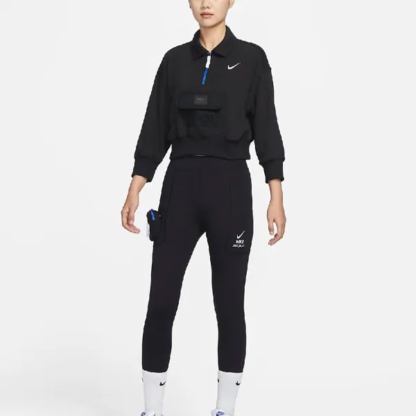 Свитшот-поло Nike Sportswear City Utility Women's Loose French Terry Lapel, черный