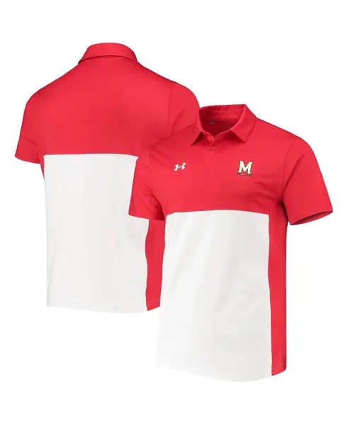 Мужская красно-белая рубашка поло maryland terrapins 2022 blocked coaches performance Under Armour, мульти