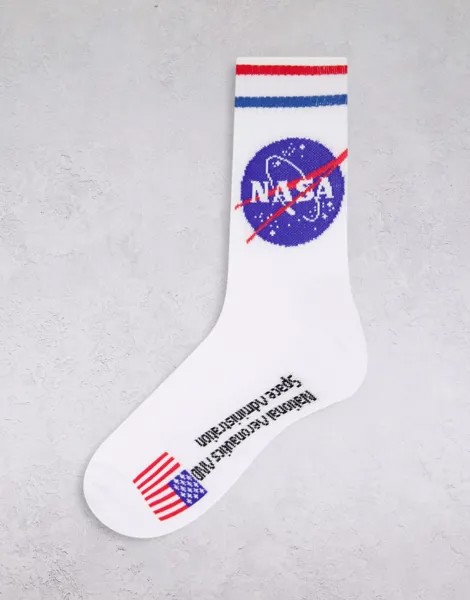 Спортивные носки с принтом NASA ASOS DESIGN-Белый