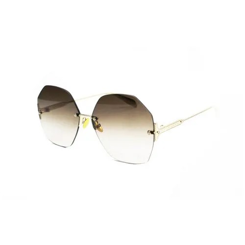 Солнцезащитные очки Alexander McQueen AM0178S, золотой, коричневый