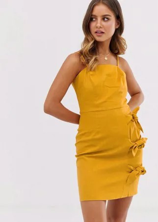 Сарафан мини с бантами ASOS DESIGN-Желтый