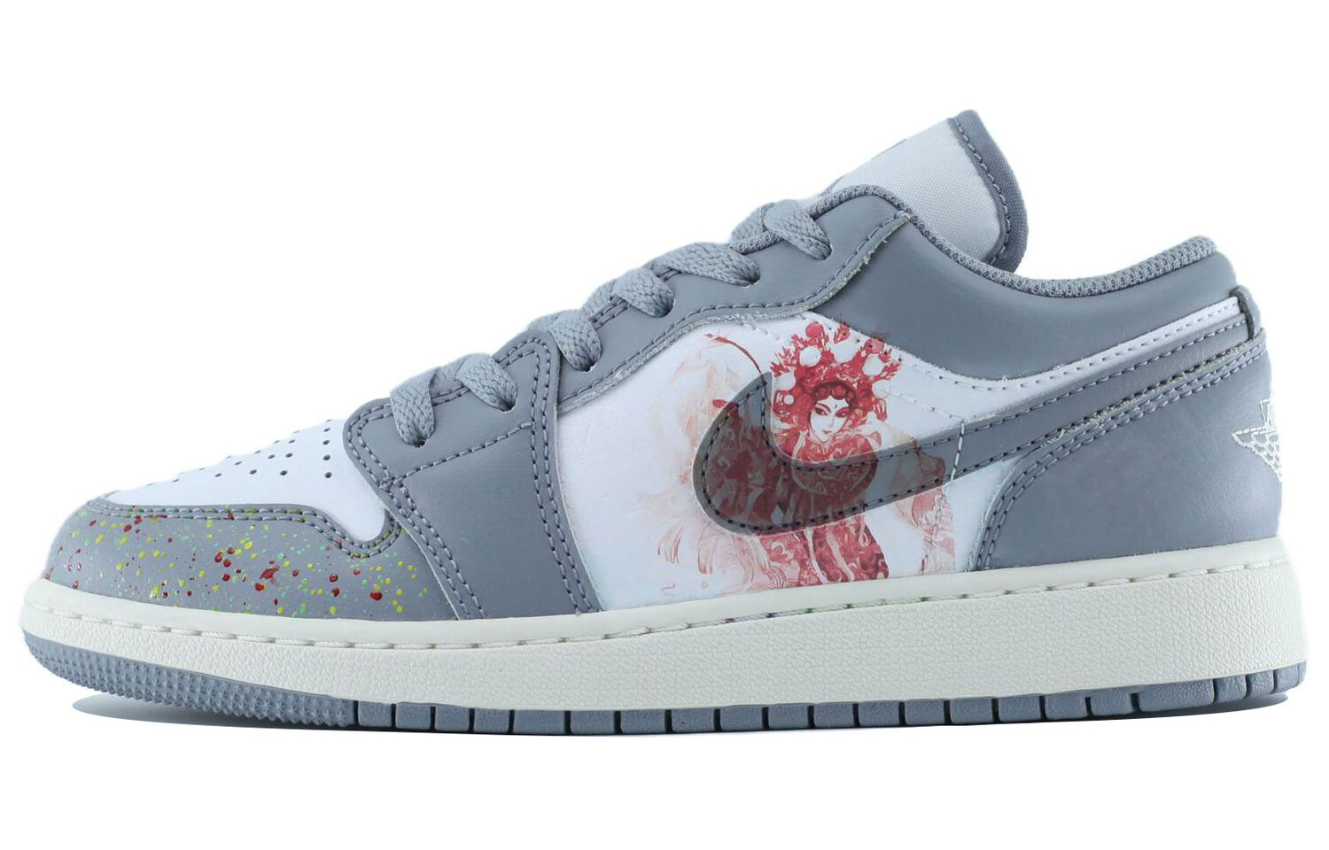 Кроссовки Air Jordan 1 Vintage Basketball Shoes Women's Low-top White, белый/серый