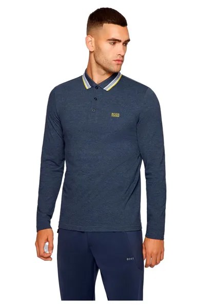 Поло BOSS Plisy Long Sleeve, синий