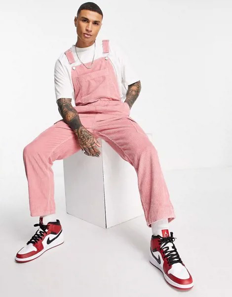 Розовый вельветовый комбинезон ASOS DESIGN-Розовый цвет