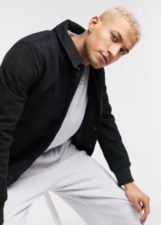 Черный кожаный бомбер ASOS DESIGN-Черный цвет