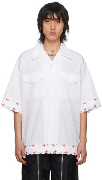 Белая рубашка с вышивкой Simone Rocha, цвет Whie/White/Red