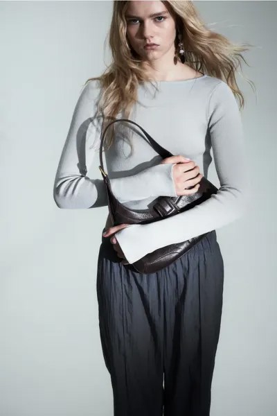 Вязаная блузка с открытой спиной H&M, серый