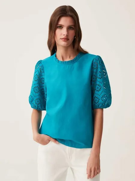 Блуза с рукавами из английской вышивки Ovs, цвет turquoise blue