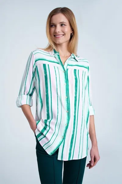 Полосатая рубашка с острым воротником Greenpoint, зеленый