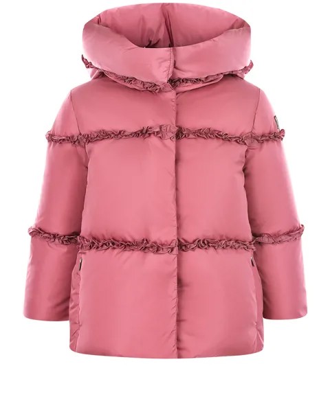 Розовая куртка-пуховик с оборками IL Gufo