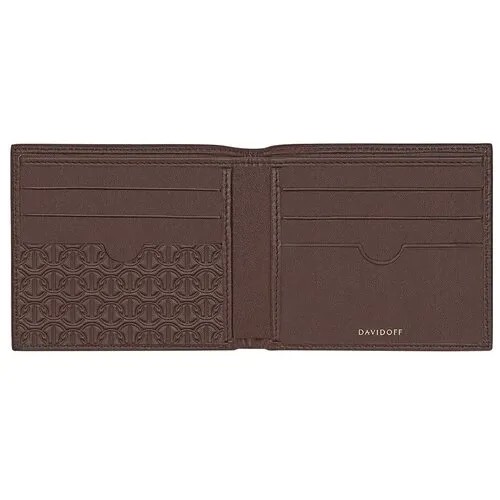 Бумажник Davidoff, натуральная кожа, перфорированная фактура, отделение для карт, подарочная упаковка, коричневый