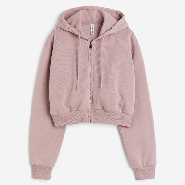 Толстовка H&M Short Hooded Sweatshirt, розовый