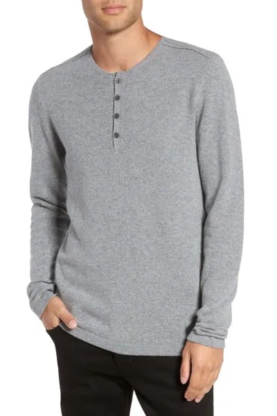 JOHN VARVATOS Серый шерстяной хлопко-смесовый свитер с 4 пуговицами Henley, топ XL