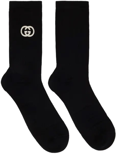 Черные носки с вышивкой Gucci