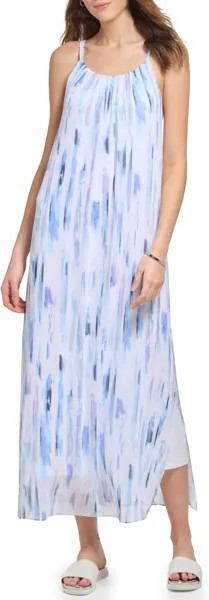 Шифоновое платье без рукавов с принтом DKNY, цвет White/Flint Multi