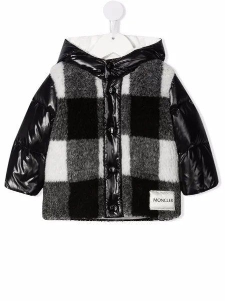 Moncler Enfant клетчатая куртка с капюшоном