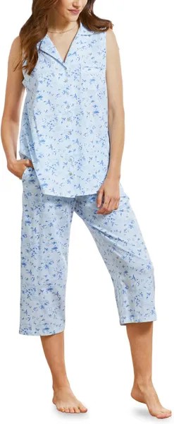 Пижамный комплект из капри без рукавов Eileen West, цвет Blue Ground Ditsy