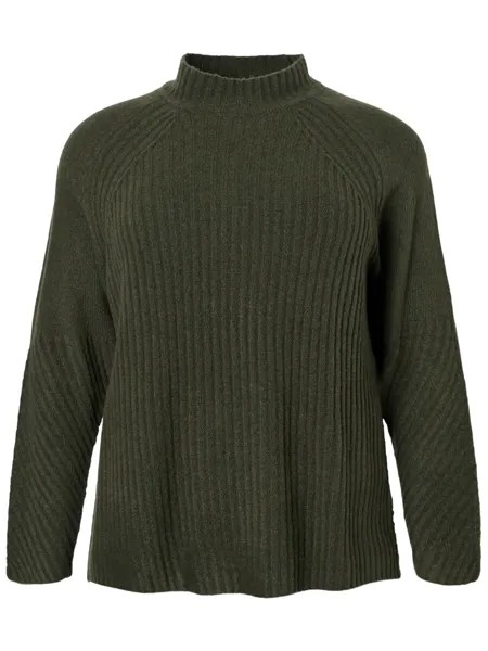 Свитер Zizzi MCOMFY RIB, темно-зеленый