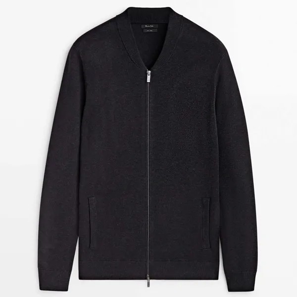 Кардиган Massimo Dutti Knit With Zip, темно-серый