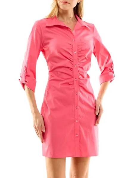 Платье-рубашка со сборками Nicole Miller, розовый