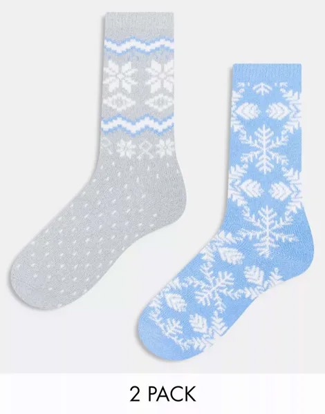 2 пары уютных носков с узором Fairisle в синем и сером цвете Lindex