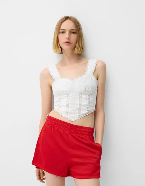 Ретро-Шорты с полосками по бокам Bershka, красный