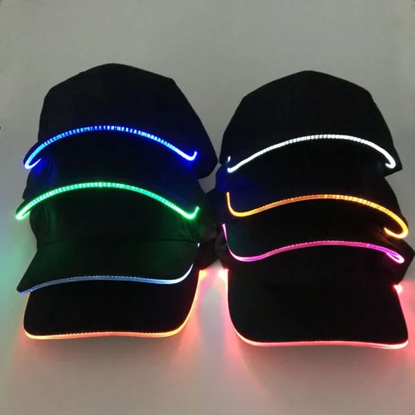 Мода Унисекс Сплошной Цвет LED Светятся Бейсбольная Шляпа Рождественская вечеринка Остроконечный колпачок
