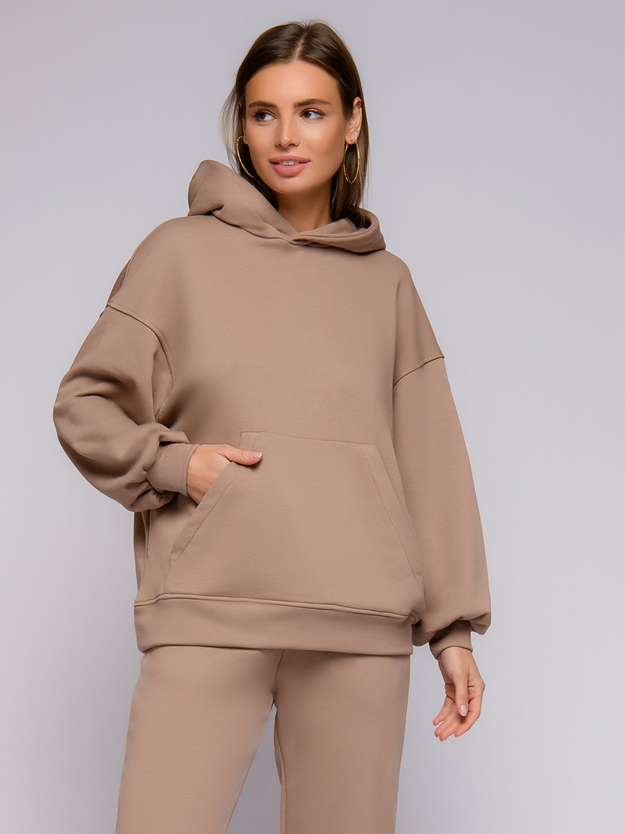 Худи женское 1001dress 0142103-02529 бежевое 42 RU