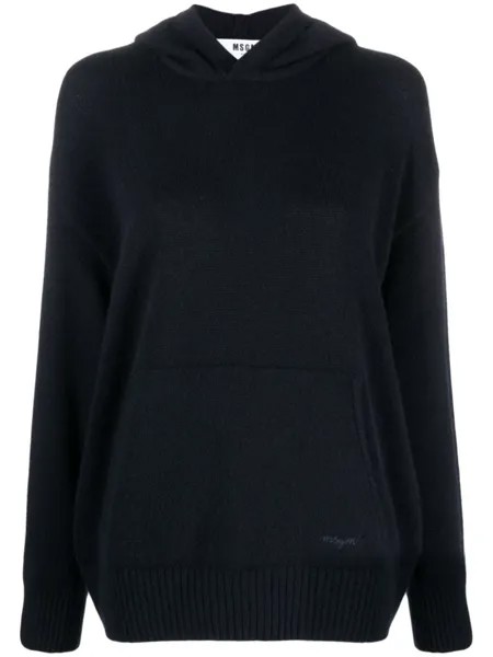 MSGM худи с вышитым логотипом, синий