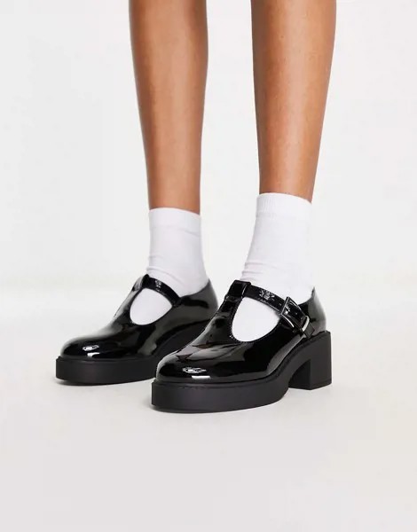Черные туфли на массивном каблуке средней высоты в стиле Мэри Джейн ASOS DESIGN Stealth-Черный