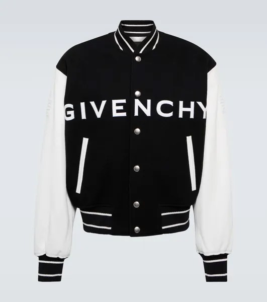Куртка-бомбер из смесовой шерсти и кожи Givenchy, черный
