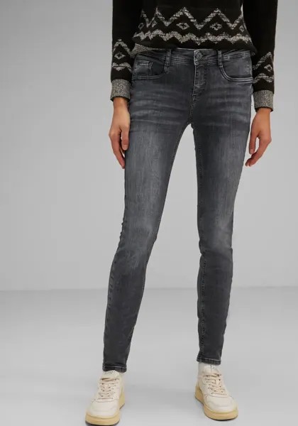 Джинсы скинни STREET ONE с узкими штанинами, цвет Steel Grey Netwash