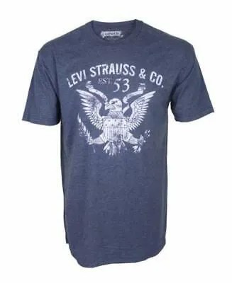 Мужская классическая хлопковая футболка Levis Crew Eagle с рисунком индиго 117508