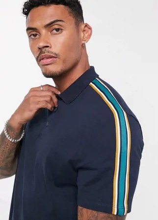 Темно-синяя футболка-поло с контрастной отделкой ASOS DESIGN-Темно-синий