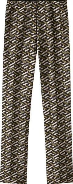 Брюки Versace Monogram Jacquard Pants 'Black/Khaki', черный