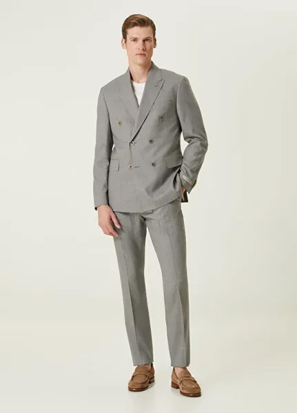 Полосатый шерстяной костюм Beymen Collection, серый