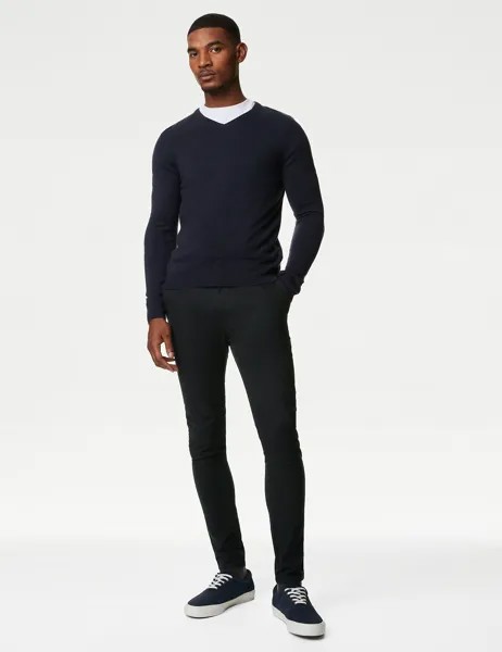 Узкие эластичные брюки чинос скинни Marks & Spencer, темно-синий