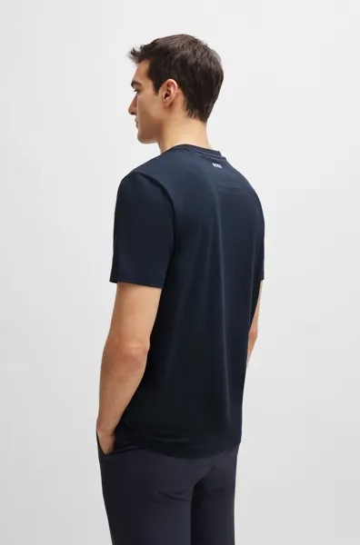 Мужская футболка Hugo Boss Tee 4 с рельефным принтом и короткими рукавами, темно-синий