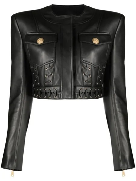 Balmain укороченная куртка с люверсами, черный