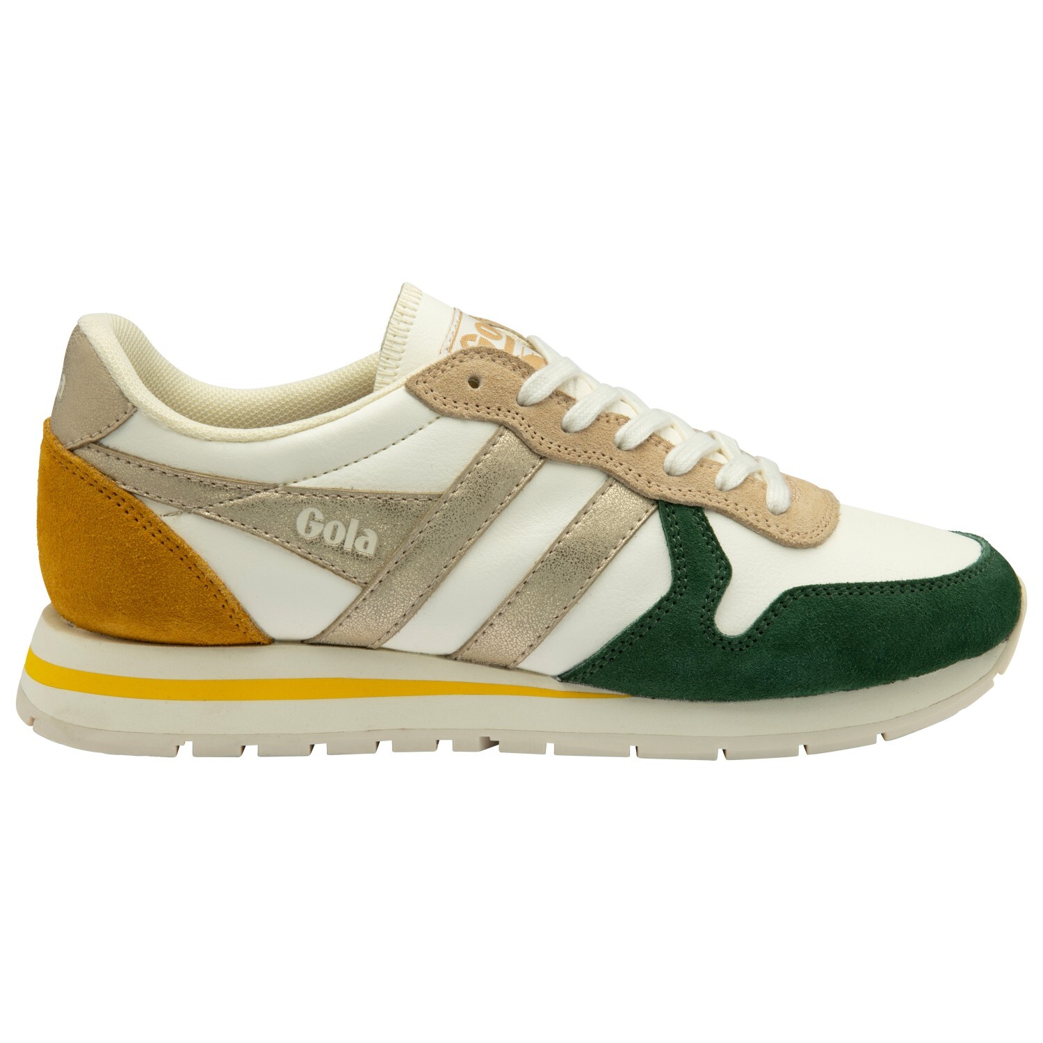 Кроссовки Gola Women's Daytona Quadrant, цвет Off White/Evergreen/Gold/Sun